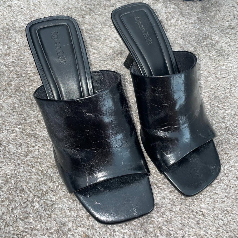 Black Leather Women's Heels